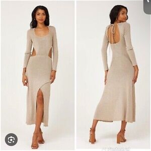 COPY - NWT Misa Los Angeles Nika Cutout Knit Dress in Gold Metallic Size: Medium